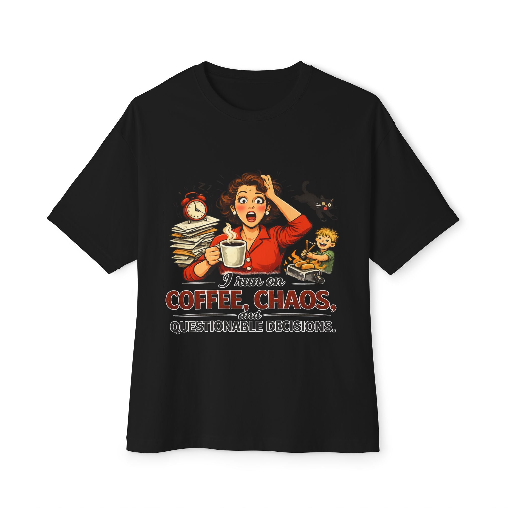 Coffee, Chaos & Questionable Decisions T-Shirt