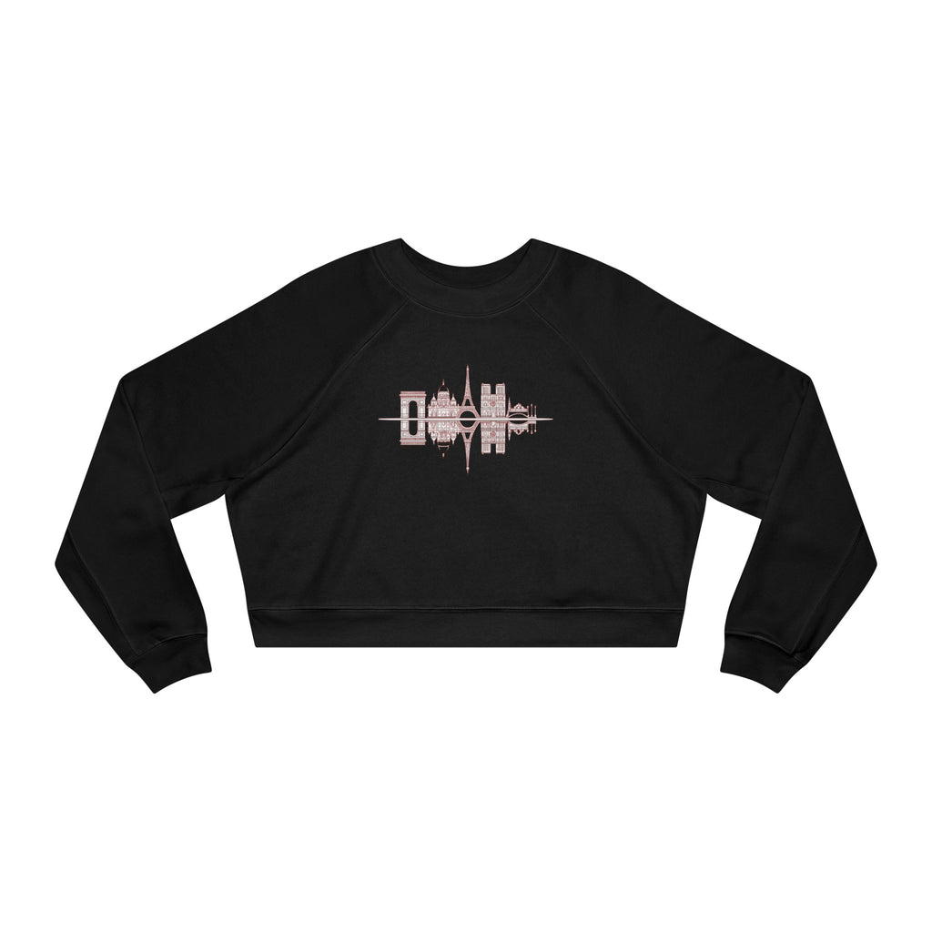 Cropped Pullover — 'PARIS' Soundwave Graphic Women's Fleece