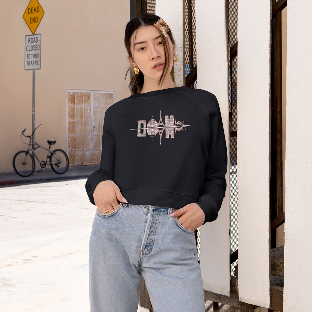 Cropped Pullover — 'PARIS' Soundwave Graphic Women's Fleece