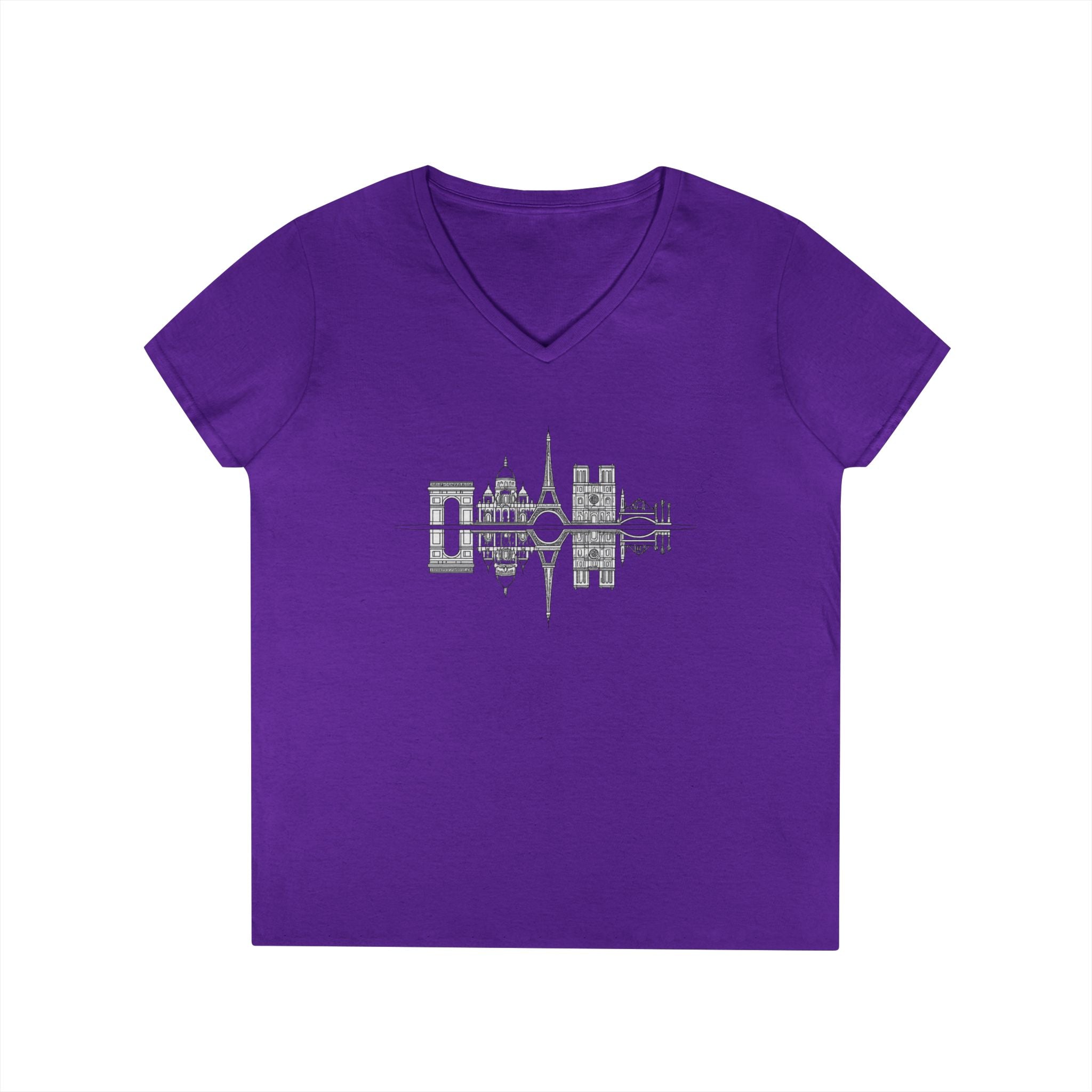 Paris Skyline V-Neck T-Shirt