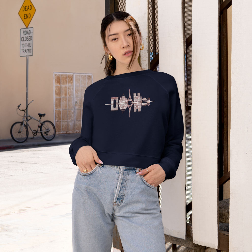 Cropped Pullover — 'PARIS' Soundwave Graphic Women's Fleece