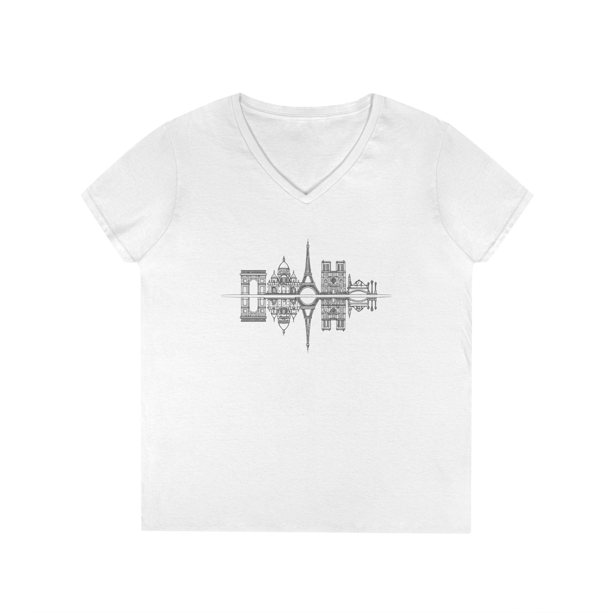 Paris Skyline V-Neck T-Shirt