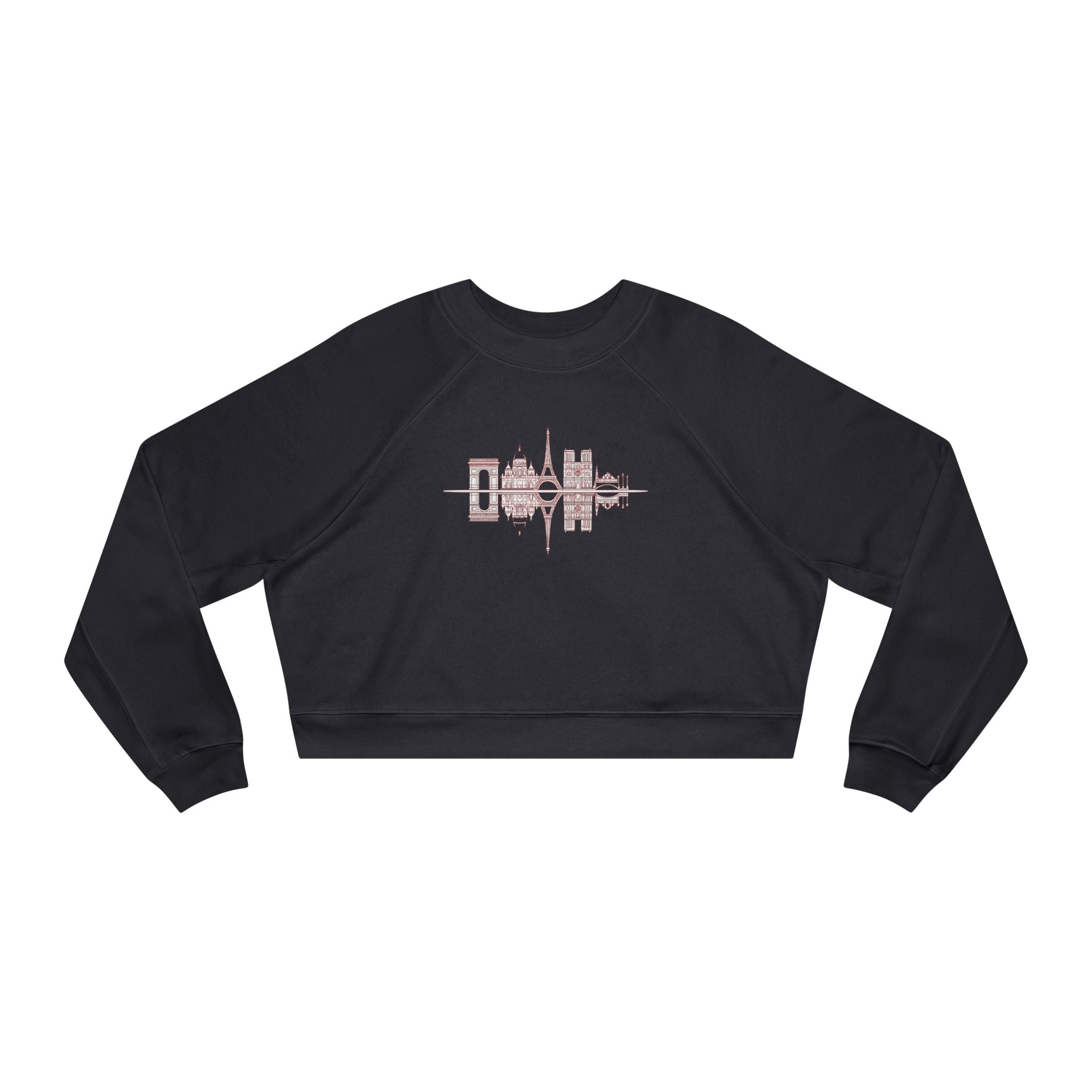 Cropped Pullover — 'PARIS' Soundwave Graphic Women's Fleece