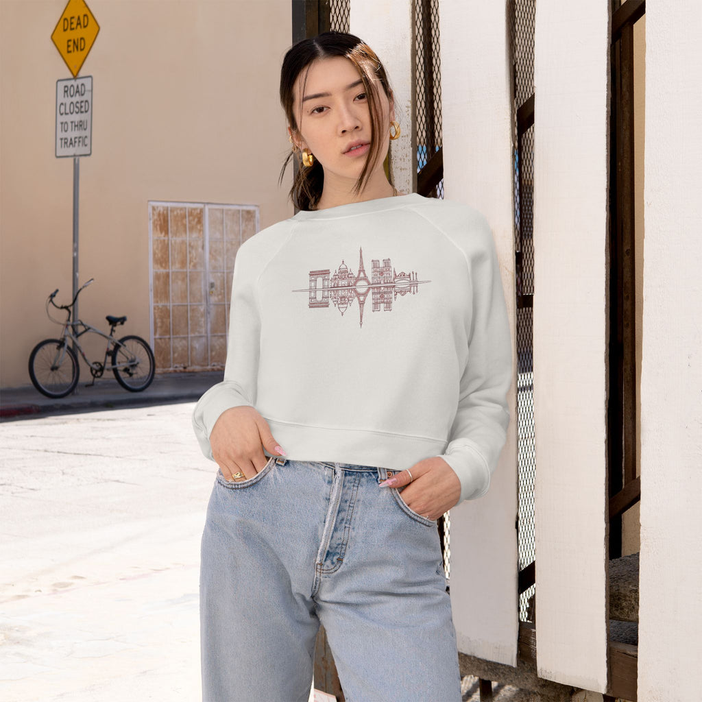 Cropped Pullover — 'PARIS' Soundwave Graphic Women's Fleece
