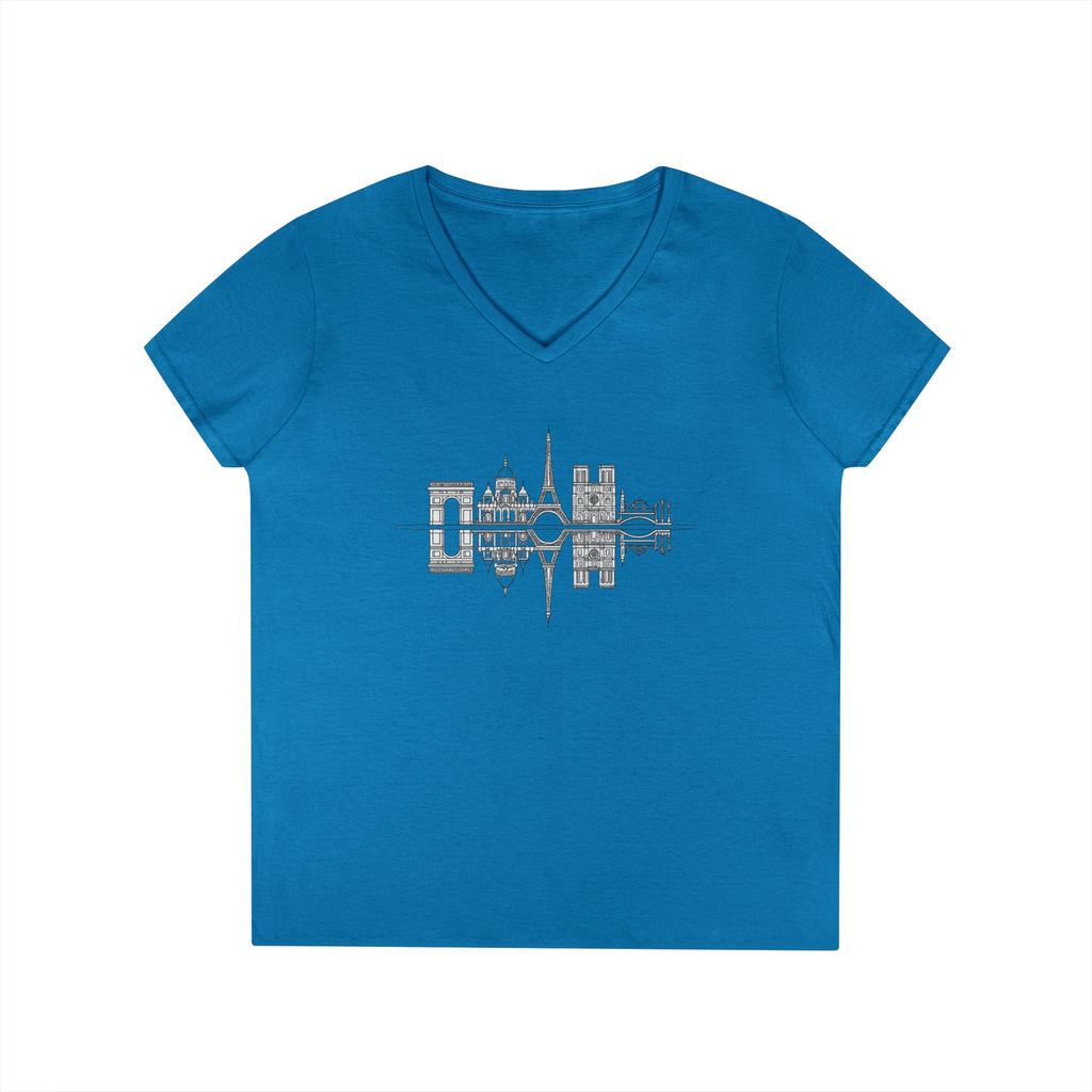 Paris Skyline V-Neck T-Shirt