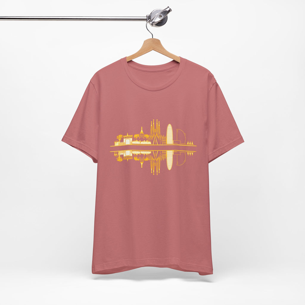 City Skyline Reflection T‑Shirt — Barcelona Landmark