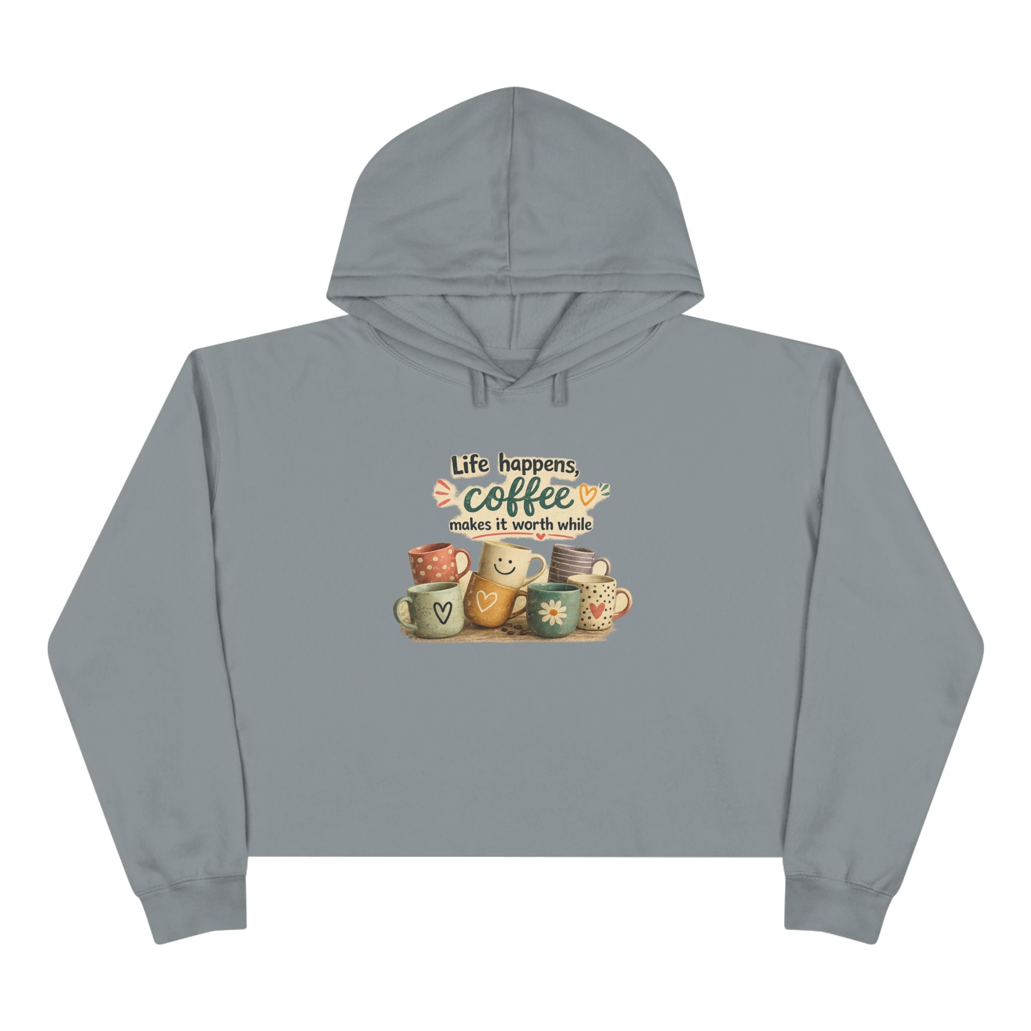 Coffee "Life happens" Cozy Crop Hoodie