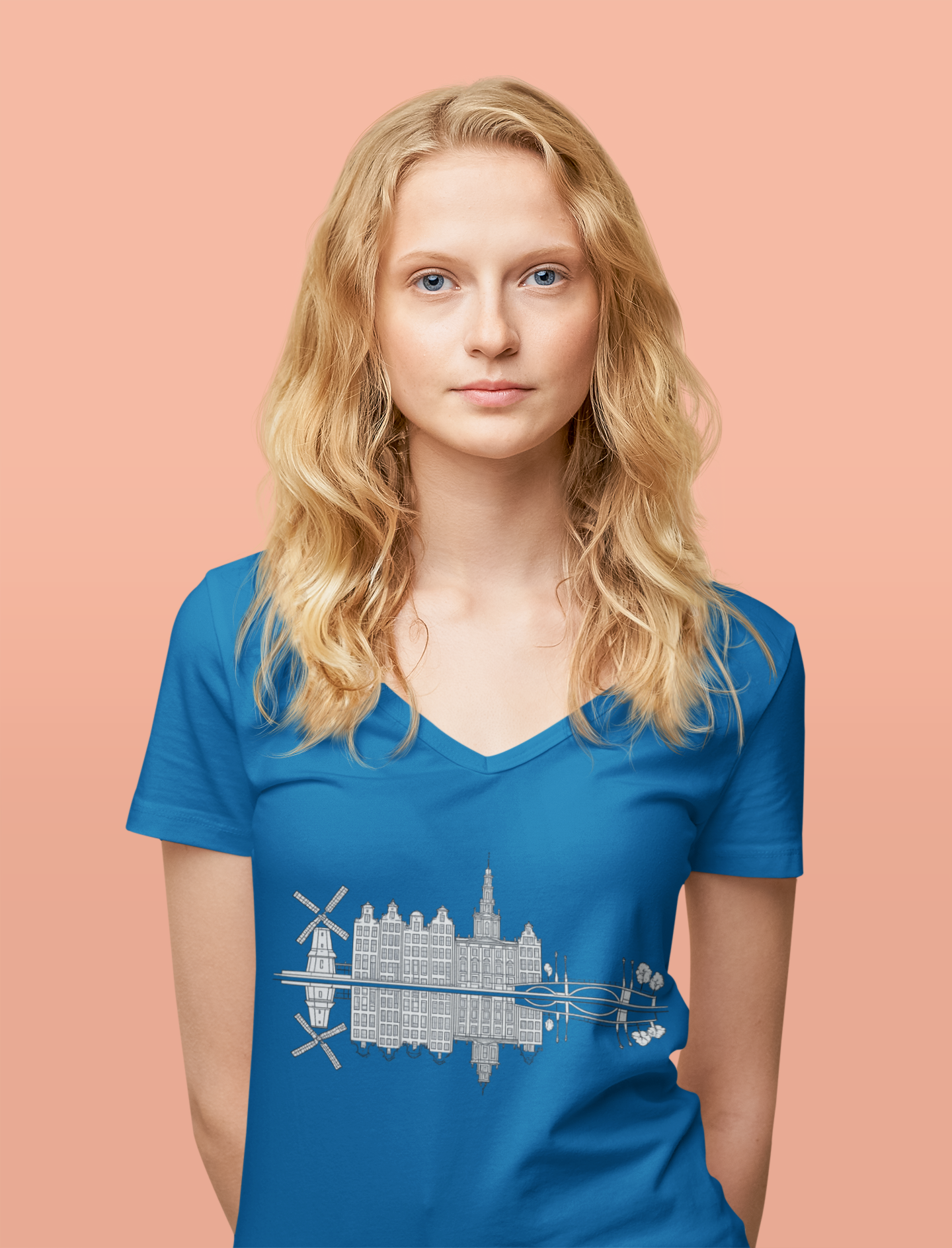 Amsterdam Skyline V-Neck Tee